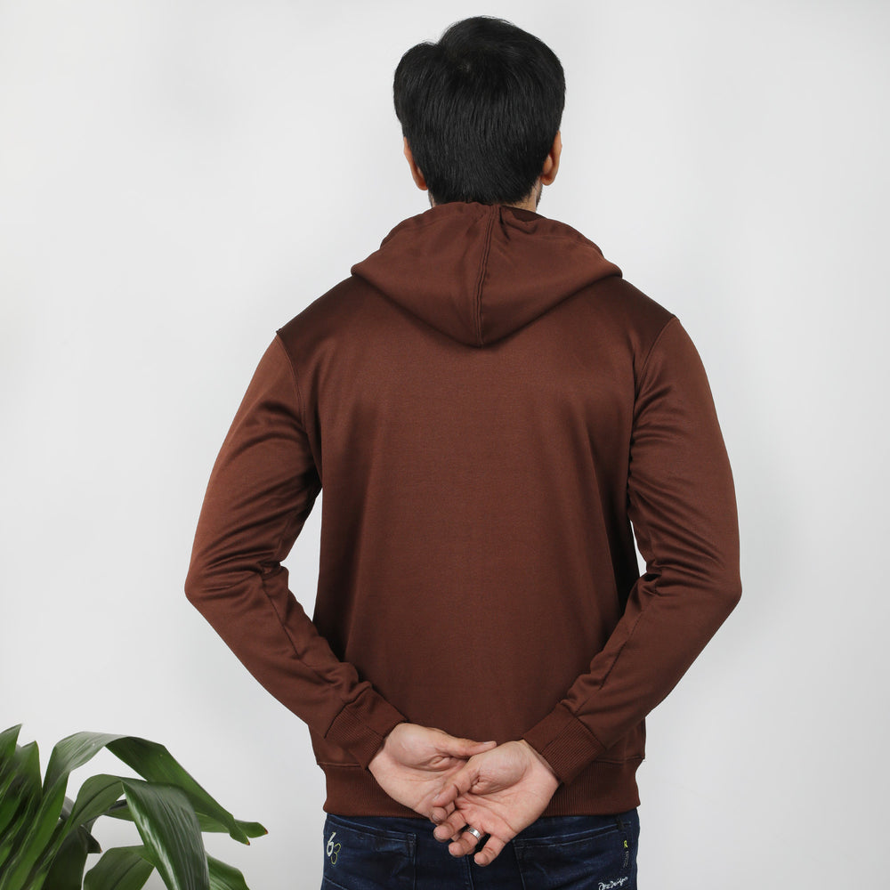 Men's Full Sleeves Zipper Hoodie - Coffee, Men's Jackets & Hoodies, Chase Value, Chase Value