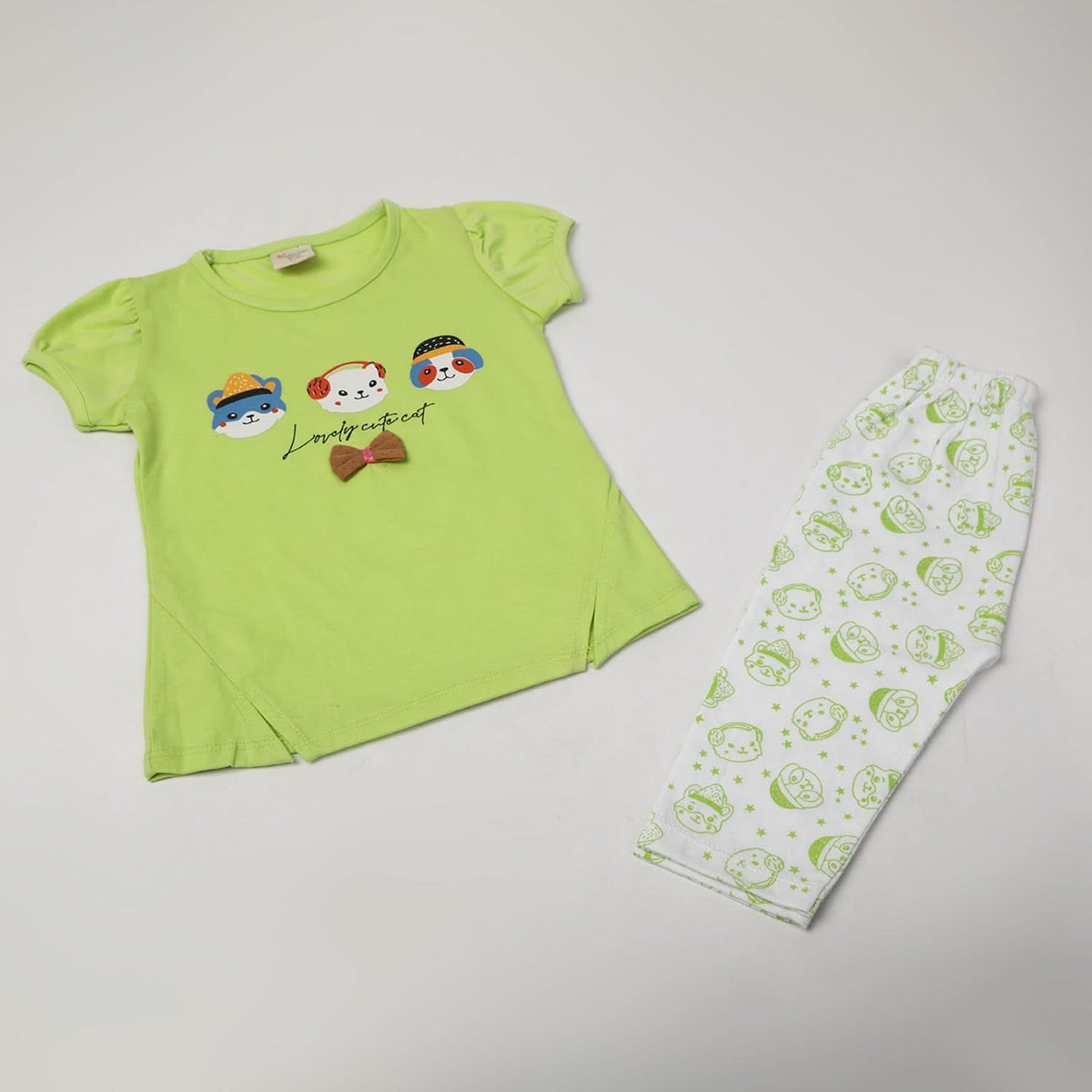 Girl's Half Sleeves Suit - Light Green, Girls Suits, Chase Value, Chase Value