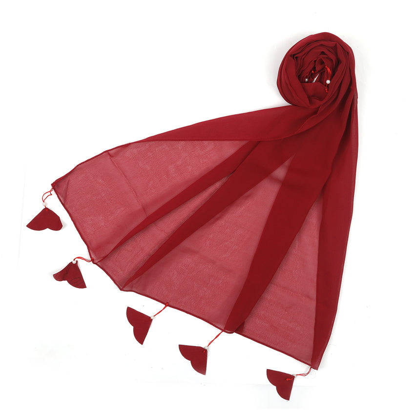 Women's Plain Georgette Stole - Maroon