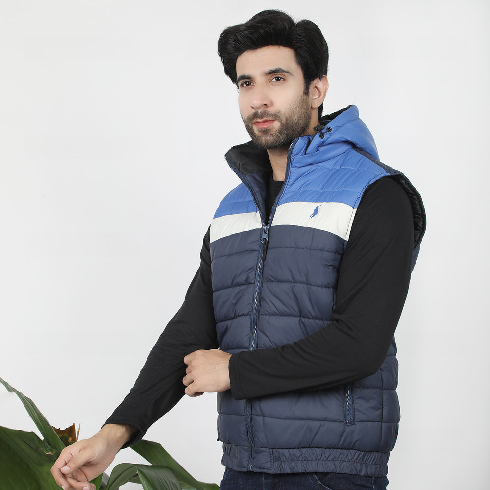 Men's Puffer Jacket - Blue & Navy Blue, Men's Jackets & Hoodies, Chase Value, Chase Value