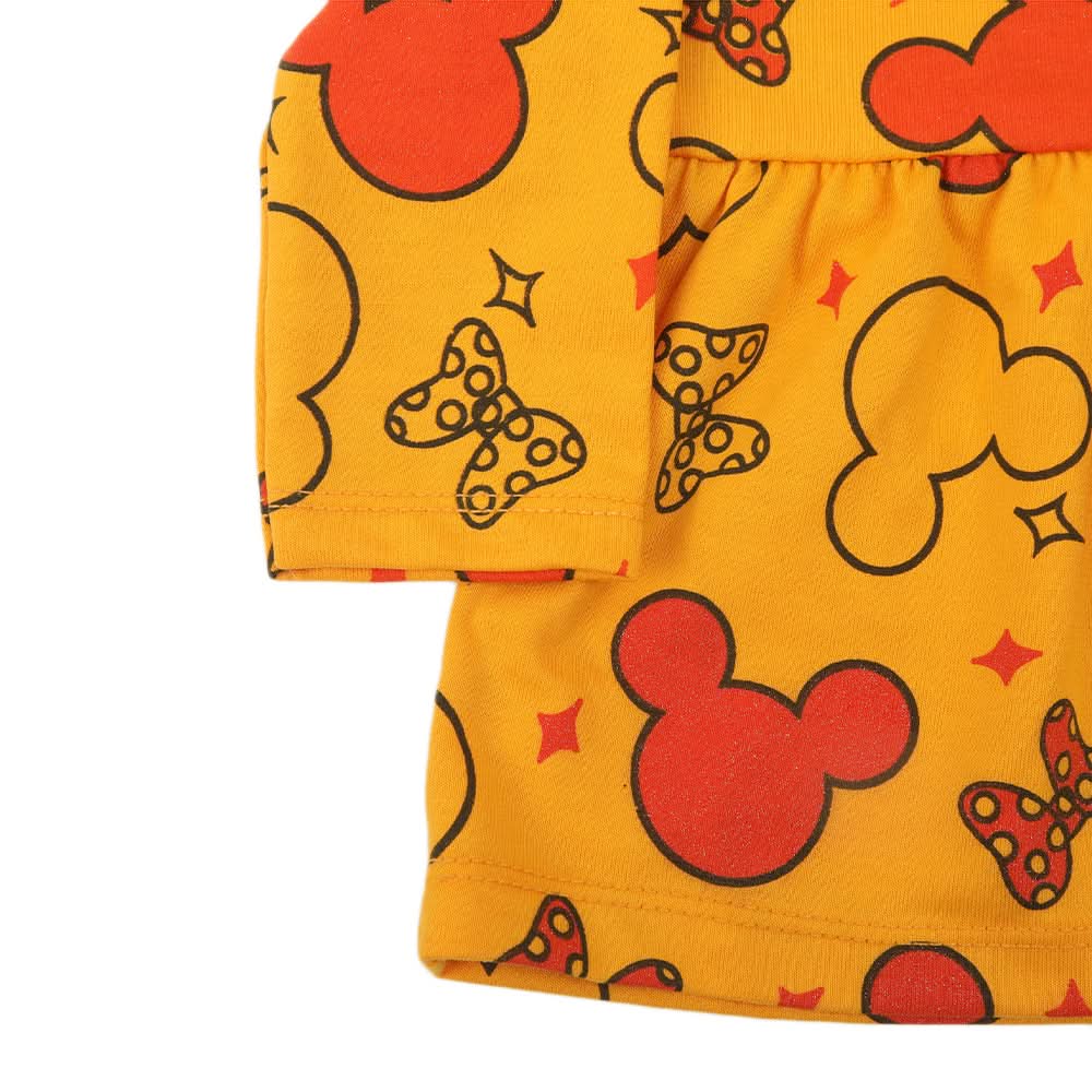 Newborn Girls Full Sleeves Frock - Mustard, Newborn Girls Frocks, Chase Value, Chase Value