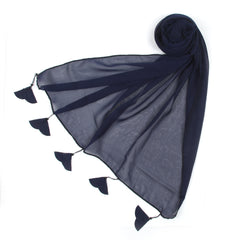 Women's Plain Georgette Stole - Navy Blue
