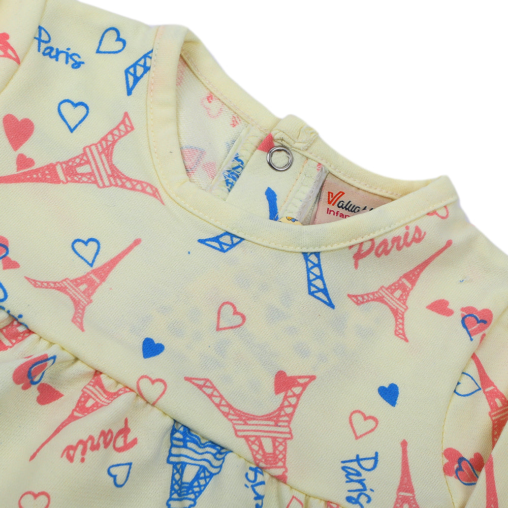 Newborn Girls Full Sleeves Frock - Yellow, Newborn Girls Frocks, Chase Value, Chase Value