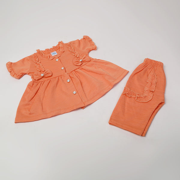 Girls Half Sleeves Suits - Peach