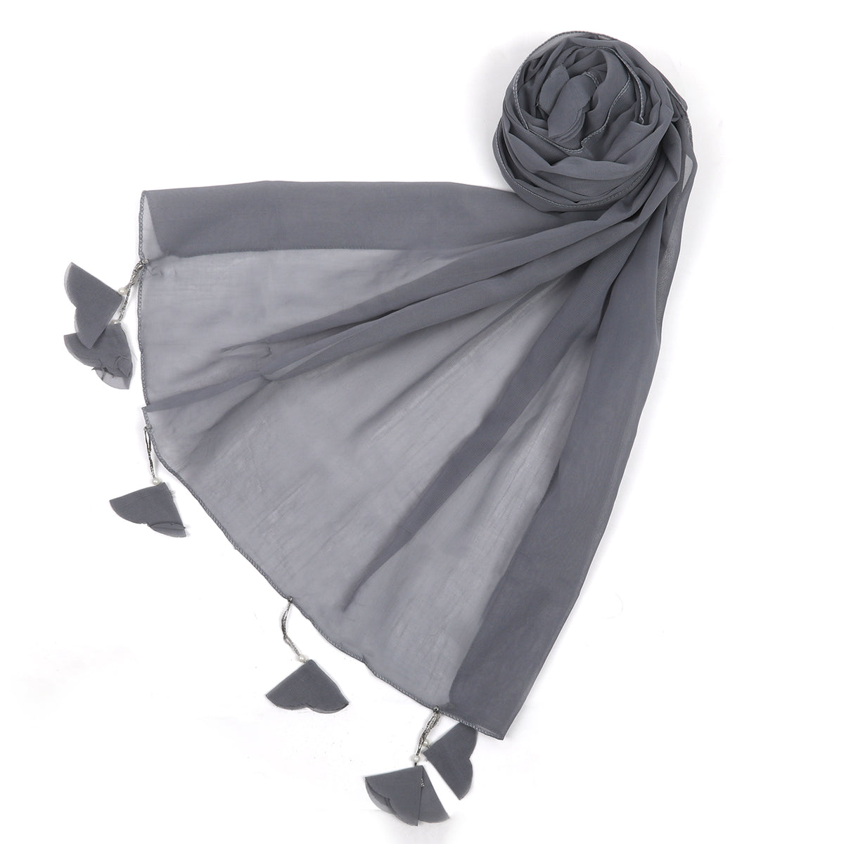 Women's Plain Georgette Stole - Grey, Women Shawls & Scarves, Chase Value, Chase Value