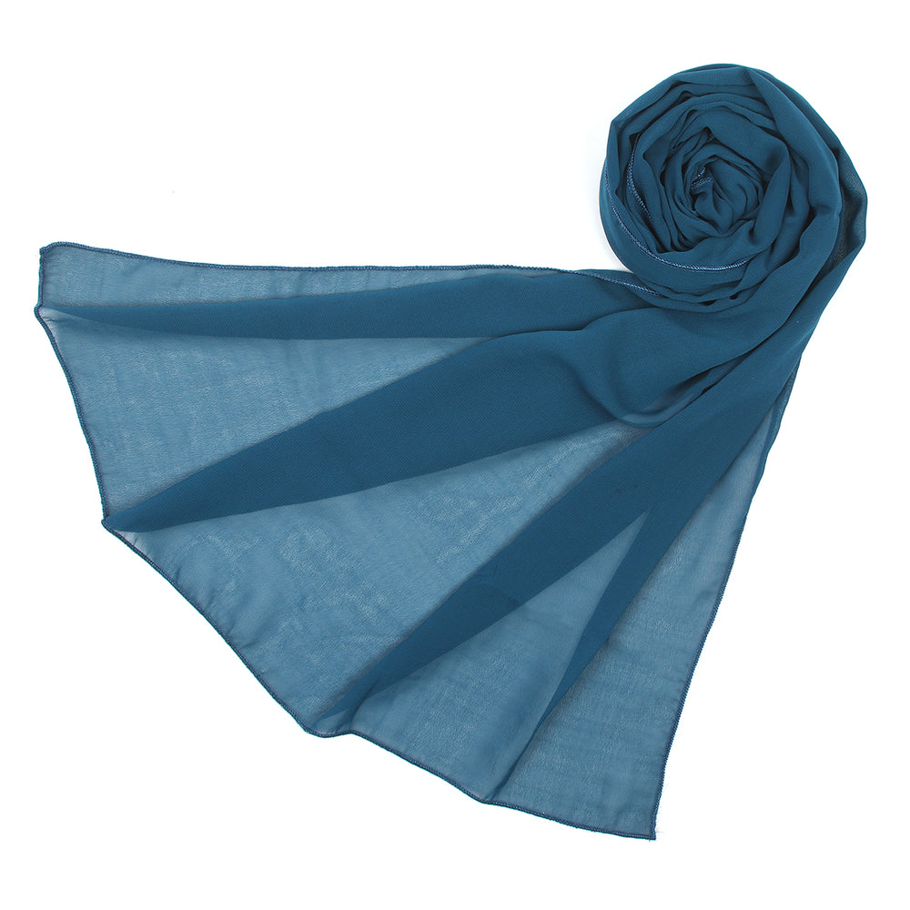 Women's Plain Georgette Stole - Teal, Women Shawls & Scarves, Chase Value, Chase Value