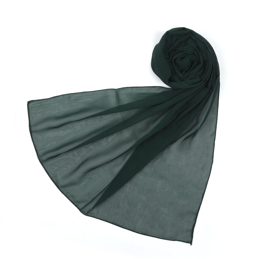 Women's Plain Georgette Stole - Forest Grey