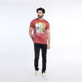 Men's Half Sleeves Printed T-Shirt - Burgundy, Men's T-Shirts & Polos, Chase Value, Chase Value