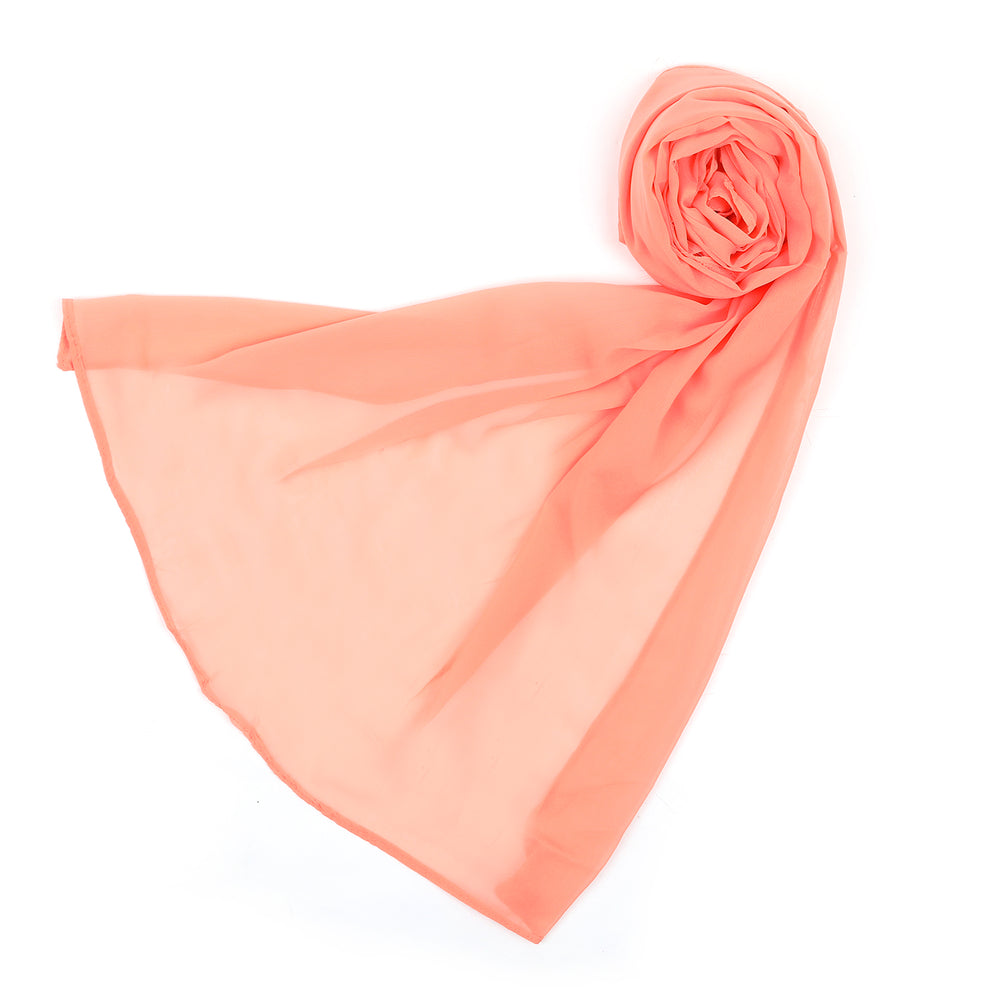 Women's Plain Georgette Stole - Peach, Women Shawls & Scarves, Chase Value, Chase Value