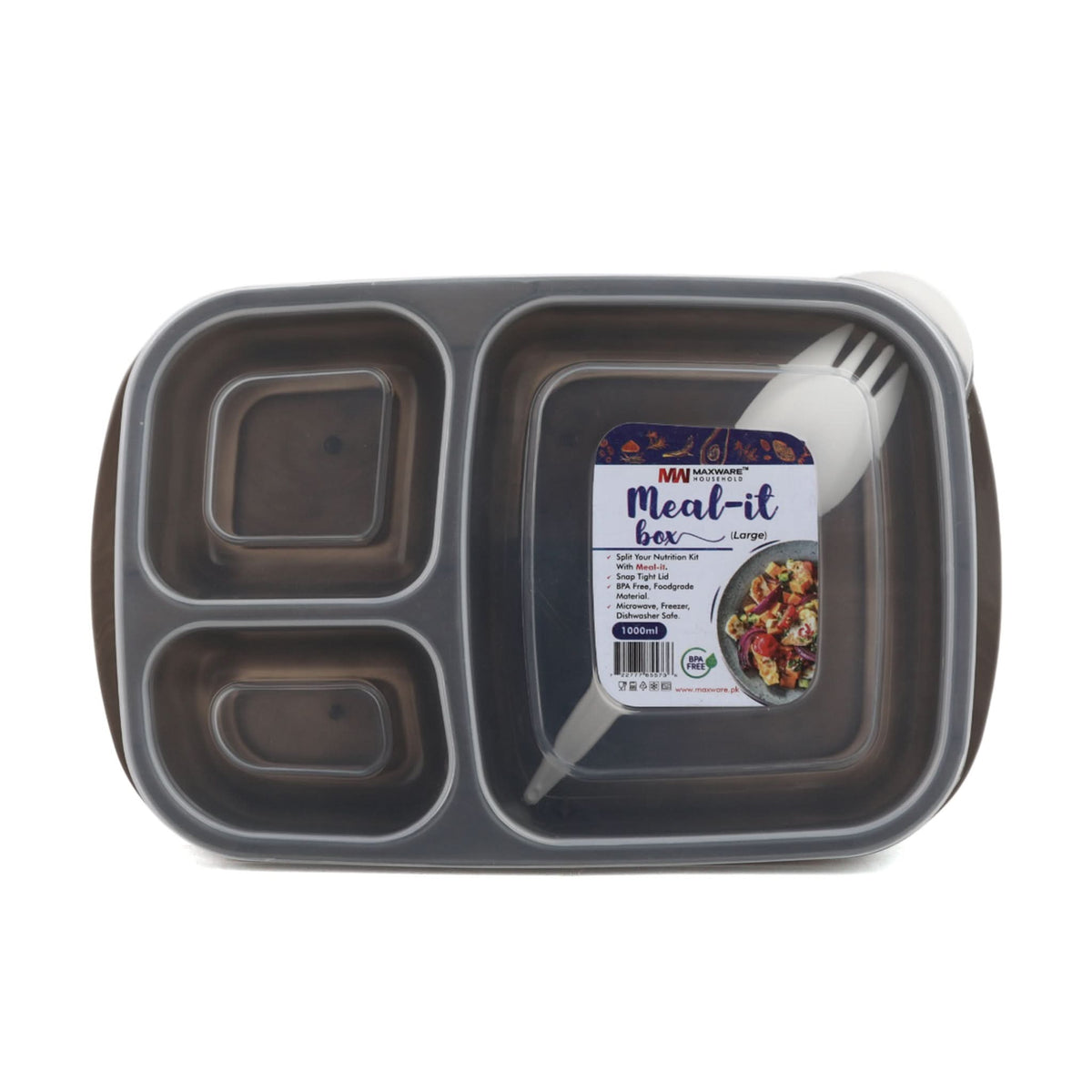 Max Ware Meal It Box Large With Spoon - Grey, Glassware & Drinkware, Chase Value, Chase Value