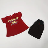 Girls Half Sleeves Short Suit - Maroon, Girls Suits, Chase Value, Chase Value