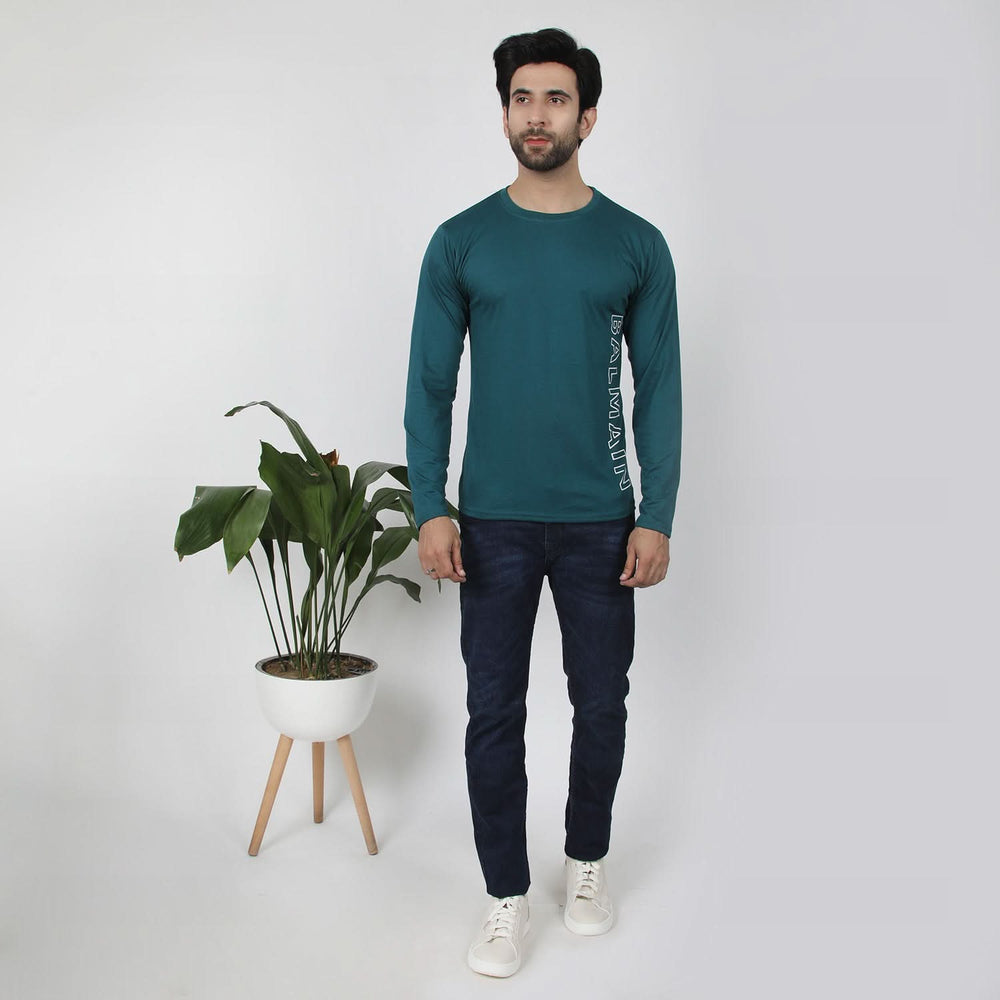 Men's Full Sleeves T-Shirt - Steel Green, Men's T-Shirts & Polos, Chase Value, Chase Value