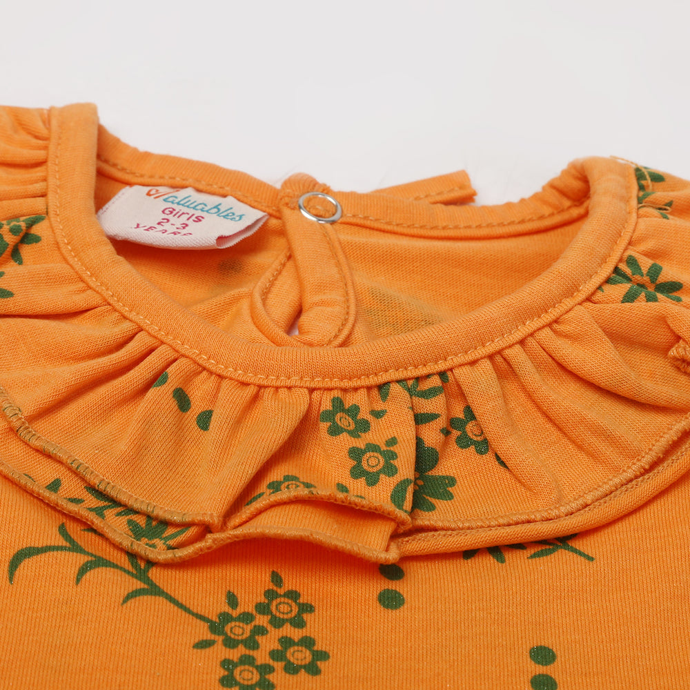 Girls Knitted Frock - Orange, Girls Frocks, Chase Value, Chase Value