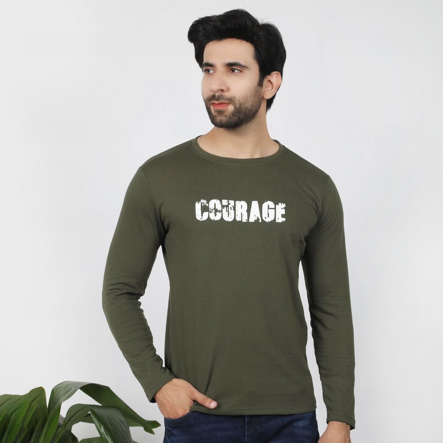 Men's Full Sleeves T-Shirt - Olive, Men's T-Shirts & Polos, Chase Value, Chase Value