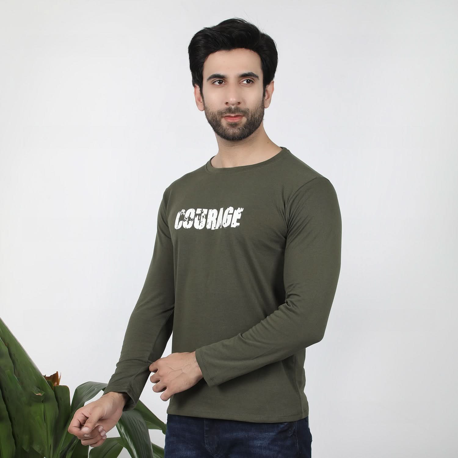 Men's Full Sleeves T-Shirt - Olive, Men's T-Shirts & Polos, Chase Value, Chase Value
