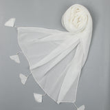 Women's Plain Georgette Stole - White, Women Shawls & Scarves, Chase Value, Chase Value