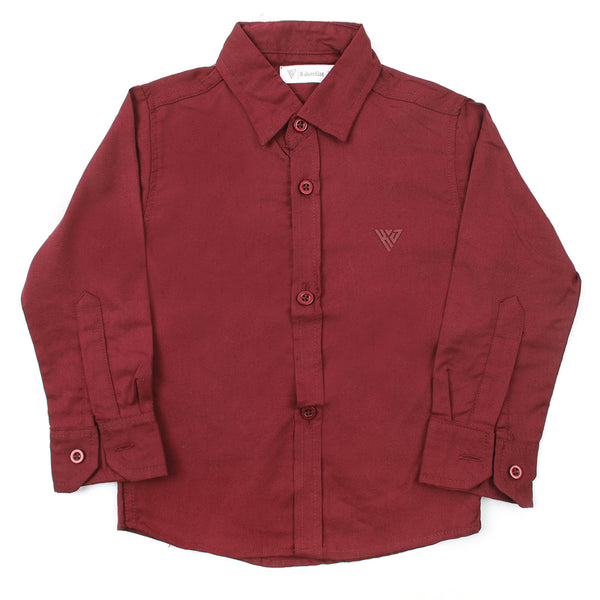 Boys Chambray Casual Full Sleeves Shirt - Maroon