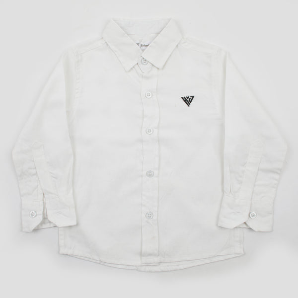 Boys Chambray Casual Full Sleeves Shirt - White