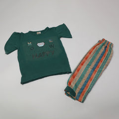Girls Tight Half Sleeves Suit - Steel Green