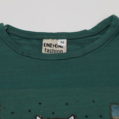 Girls Tight Half Sleeves Suit - Steel Green