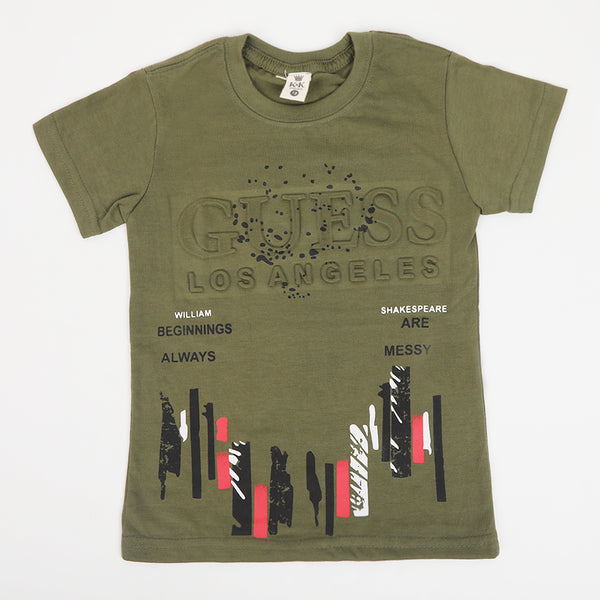 Boys Half Sleeves T-Shirt - Olive Green, Boys T-Shirts, Chase Value, Chase Value