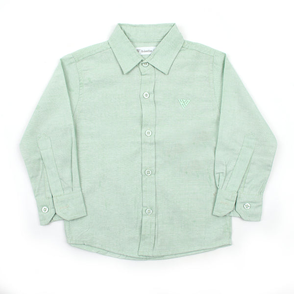 Boys Chambray Casual Full Sleeves Shirt - Ice Green