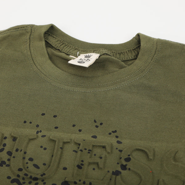 Boys Half Sleeves T-Shirt - Olive Green, Boys T-Shirts, Chase Value, Chase Value