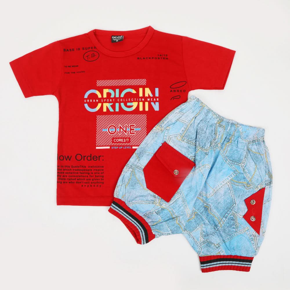 Boys Half Sleeves Suit - Red, Boys Sets & Suits, Chase Value, Chase Value
