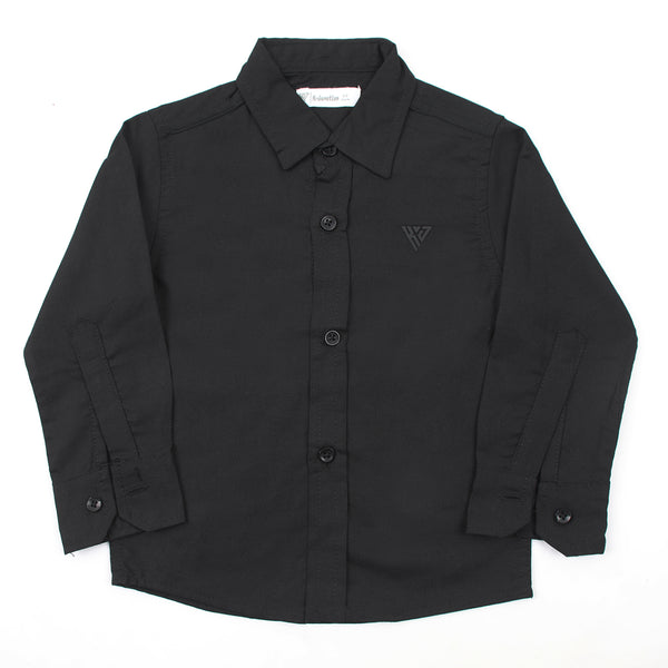 Boys Chambray Casual Full Sleeves Shirt - Black