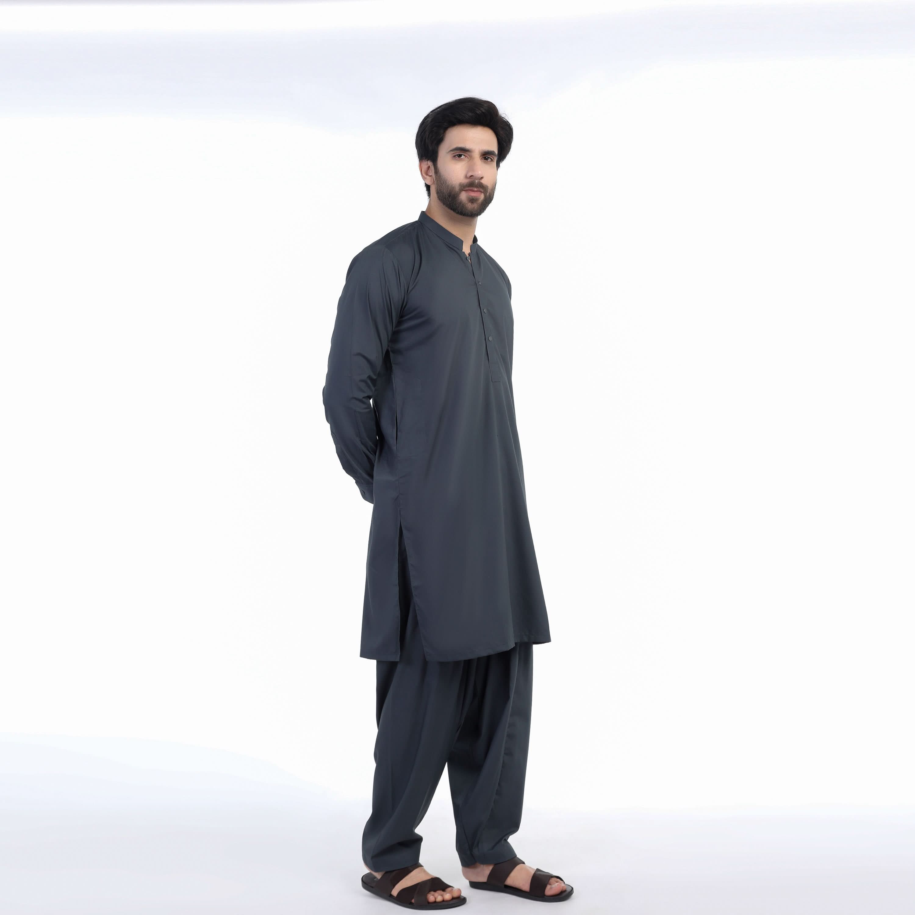 Eminent Men's Trim Fit Shalwar Suit - Dark  Grey, Men's Shalwar Kameez, Eminent, Chase Value