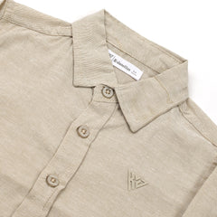 Boys Chambray Casual Full Sleeves Shirt - Fawn