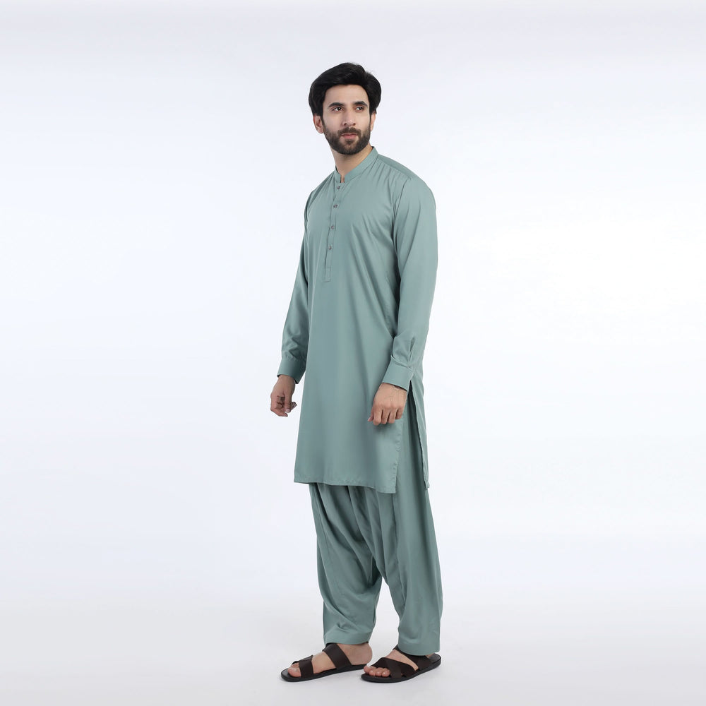 Eminent Men's Trim Fit Plain Shalwar Suits - Sage Green, Men's Shalwar Kameez, Eminent, Chase Value