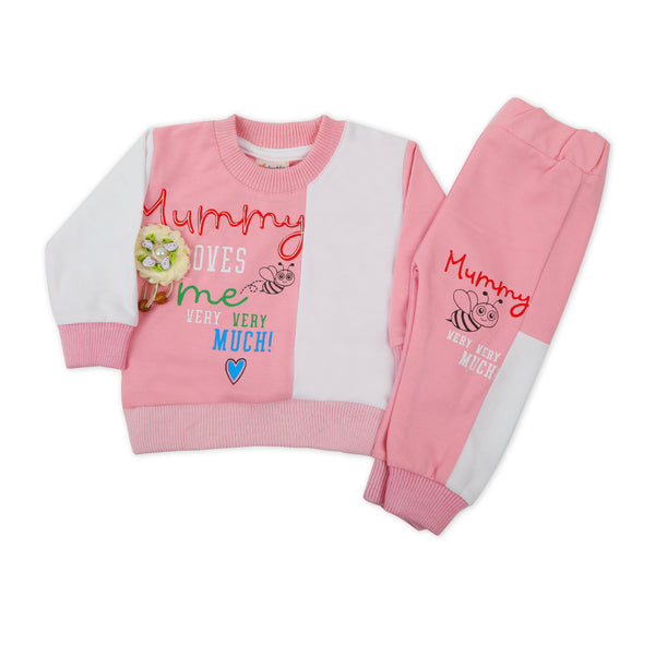 Newborn Girls Full Sleeves Suit - Pink