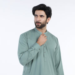 Eminent Men's Trim Fit Plain Shalwar Suits - Sage Green
