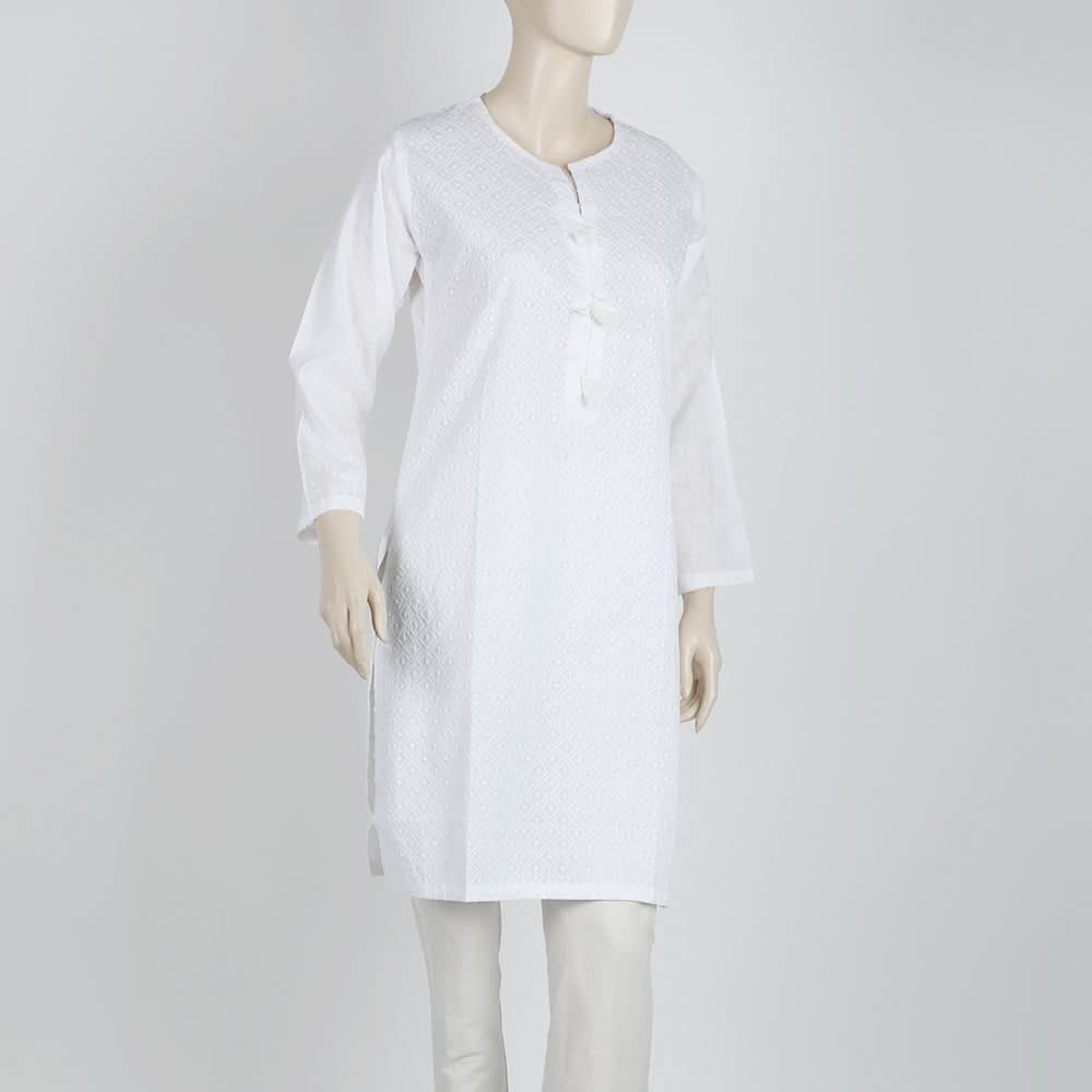 Women's Chicken Kari Kurti - White, Women Ready Kurtis, Chase Value, Chase Value