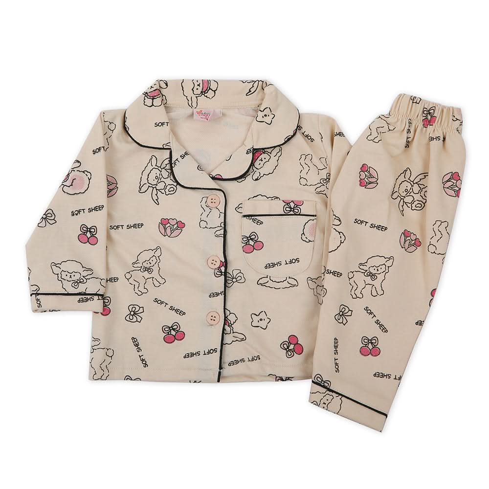 Newborn Girls Full Sleeves Night Suit - Beige, Newborn Girls Sets & Suits, Chase Value, Chase Value