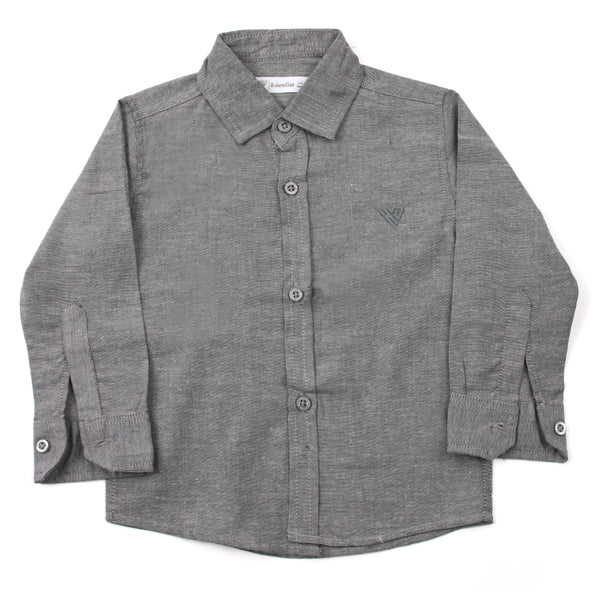 Boys Chambray Casual Full Sleeves Shirt - Dark Grey