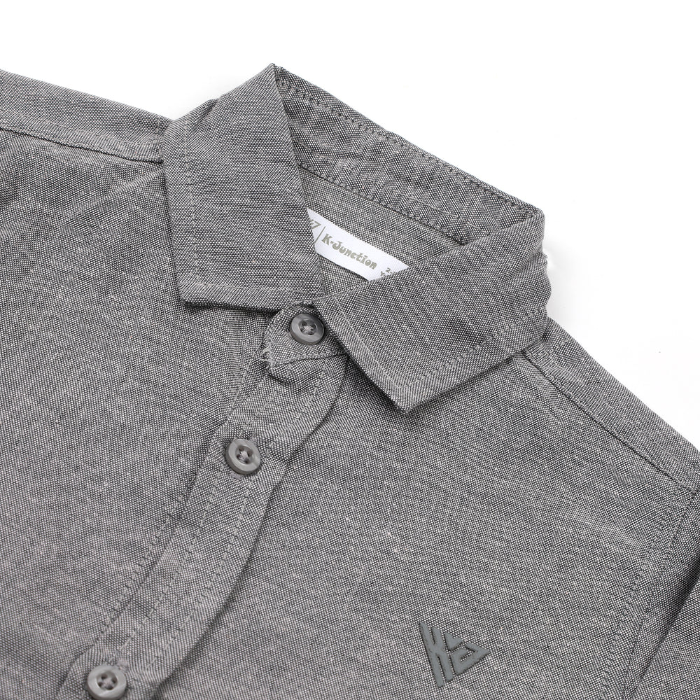 Boys Chambray Casual Full Sleeves Shirt - Dark Grey, Boys Shirts, Chase Value, Chase Value