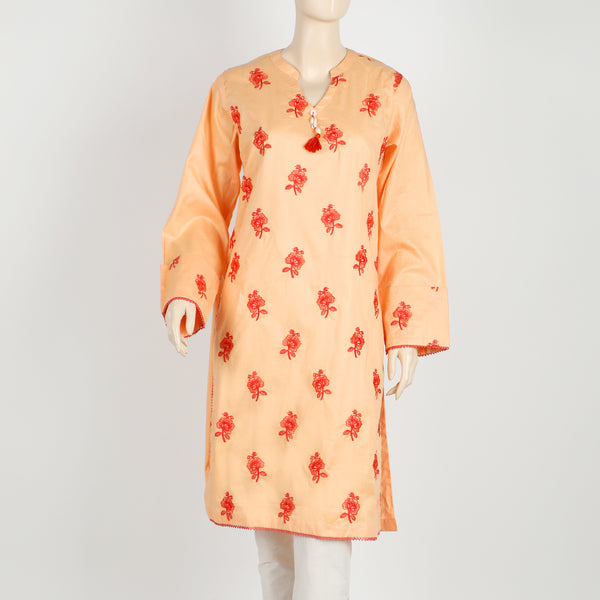 Women's Embroidered Kurti - Peach
