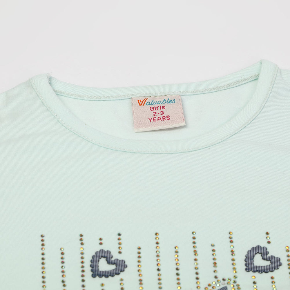 Girls Half Sleeves Skirt Suit - Cyan, Girls Suits, Chase Value, Chase Value