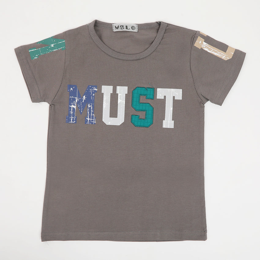 Boys Half Sleeves T-Shirt - Dark Grey, Boys T-Shirts, Chase Value, Chase Value