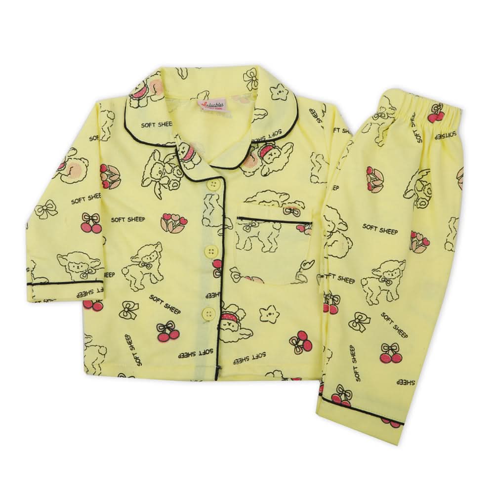 Newborn Girls Full Sleeves Night Suit - Yellow, Newborn Girls Sets & Suits, Chase Value, Chase Value