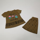 Girls Half Sleeves Skirt Suit - Olive Green, Girls Suits, Chase Value, Chase Value