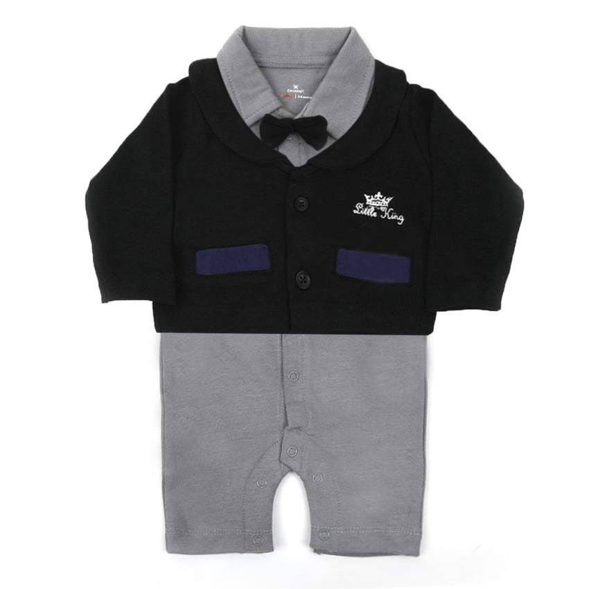 Eminent Newborn Boys Full Sleeves Romper - Black