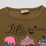 Girls Half Sleeves Skirt Suit - Olive Green, Girls Suits, Chase Value, Chase Value