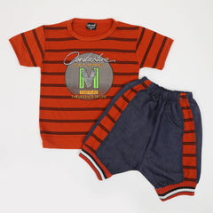 Boys Half Sleeves Suit - Rust, Boys Sets & Suits, Chase Value, Chase Value