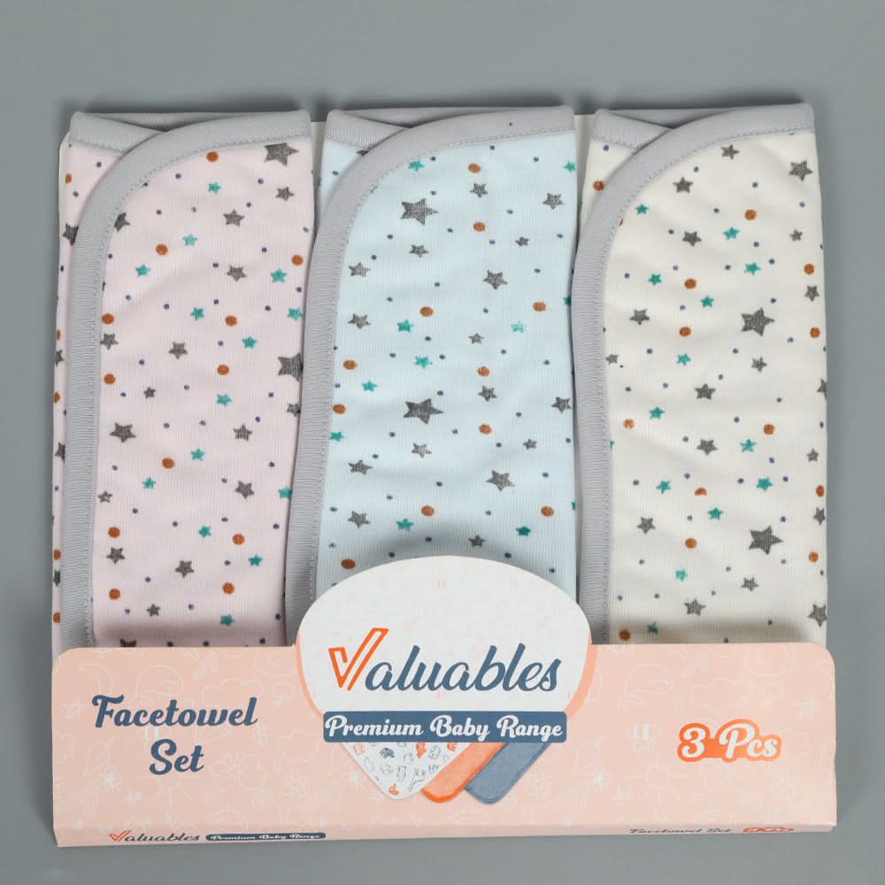 Valuable Face Towel Pack of 3 - Multi Color, Face Towels, Chase Value, Chase Value