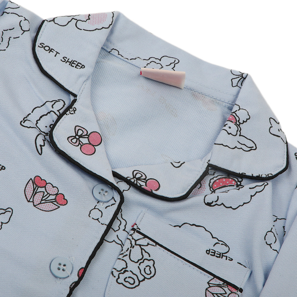 Newborn Girls Full Sleeves Night Suit - Blue, Newborn Girls Sets & Suits, Chase Value, Chase Value