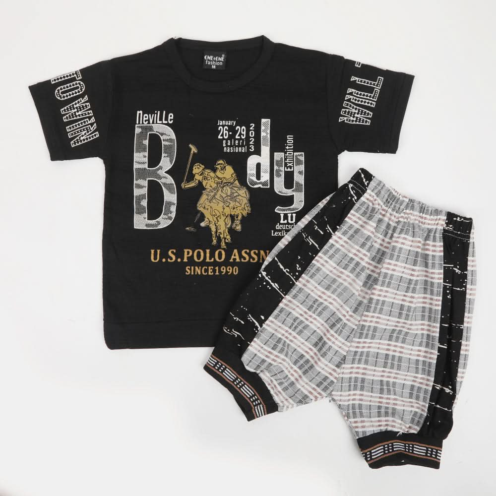 Boys Half Sleeves Suit - Black, Boys Sets & Suits, Chase Value, Chase Value
