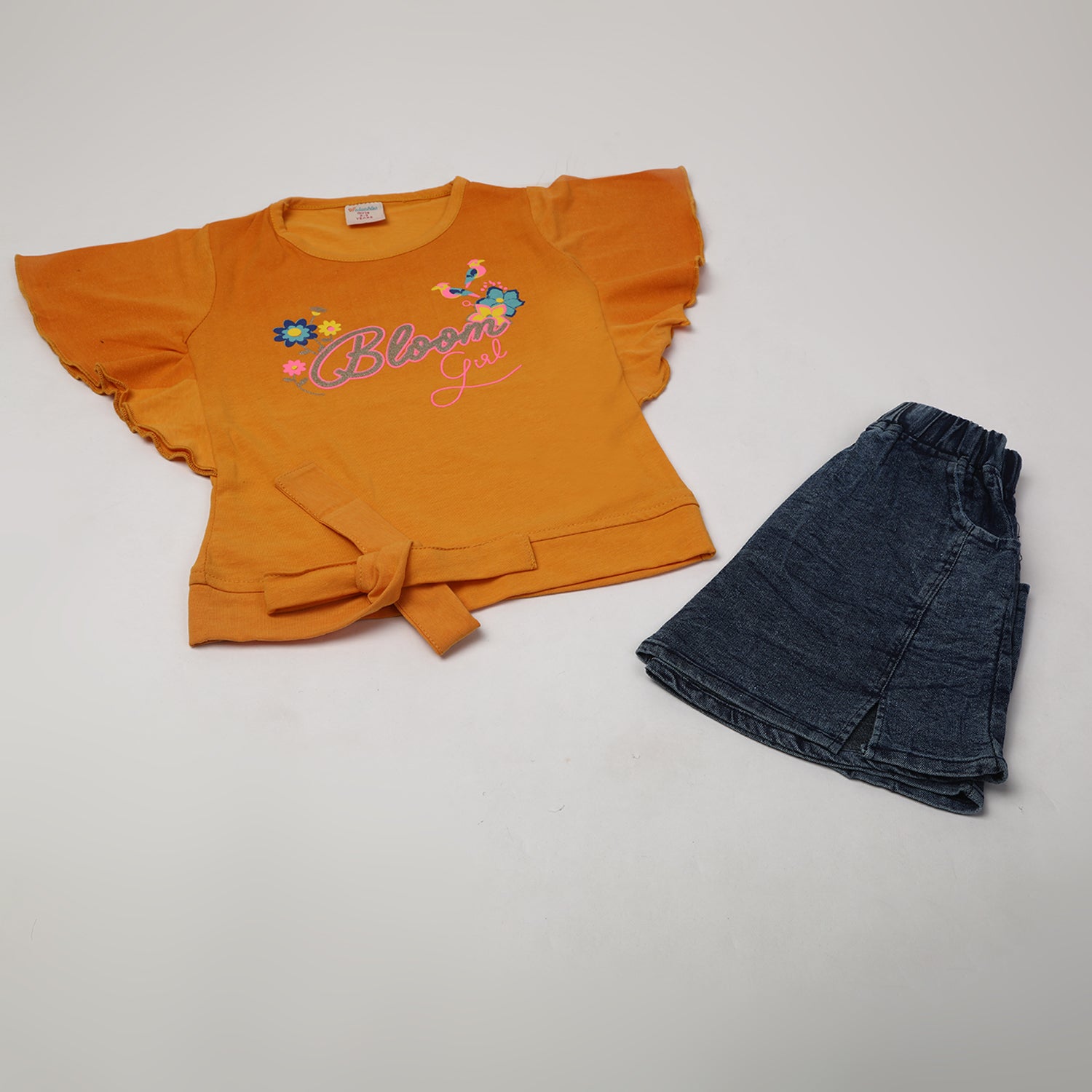 Girls Half Sleeves Skirt Suit - Mustard, Girls Suits, Chase Value, Chase Value